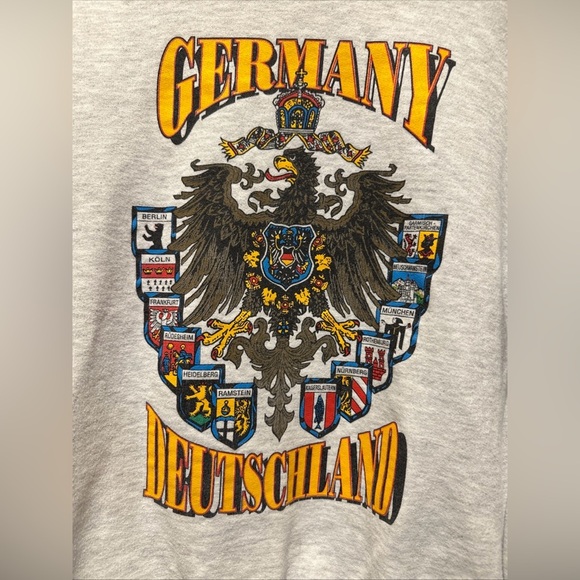 VTG Jerzees Germany Crewneck Sweatshirt Adult L 90s Reichsadler Eagle Printed - Picture 5 of 10